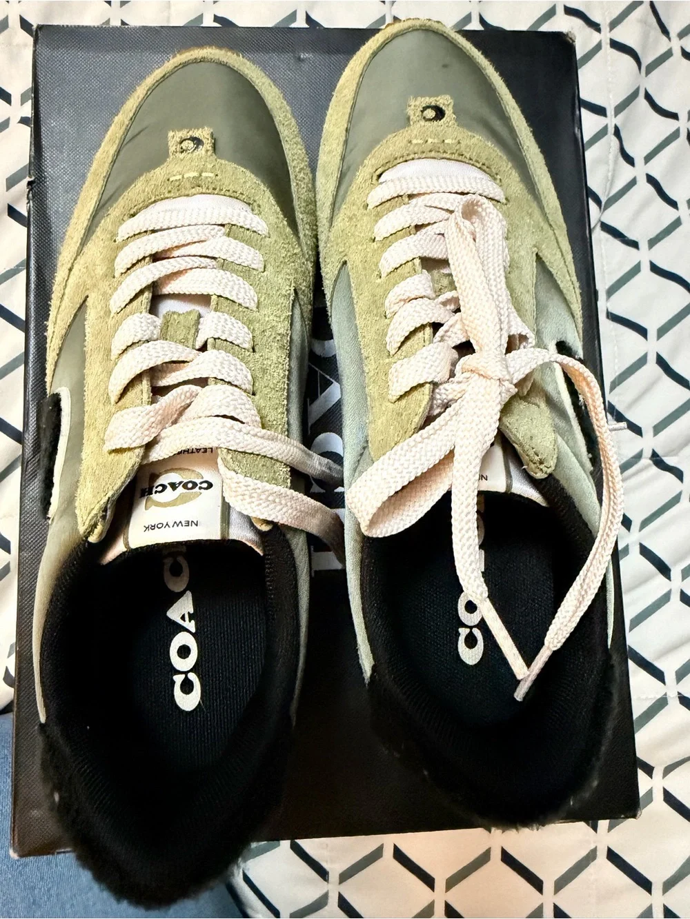 Coach Olive Suede & Nylon Lace-Up Sneakers
